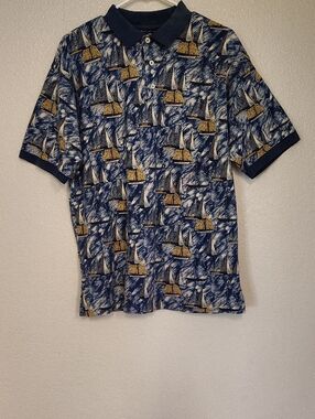 Gant Blue Polo with Gold Sailboat Accents WMN